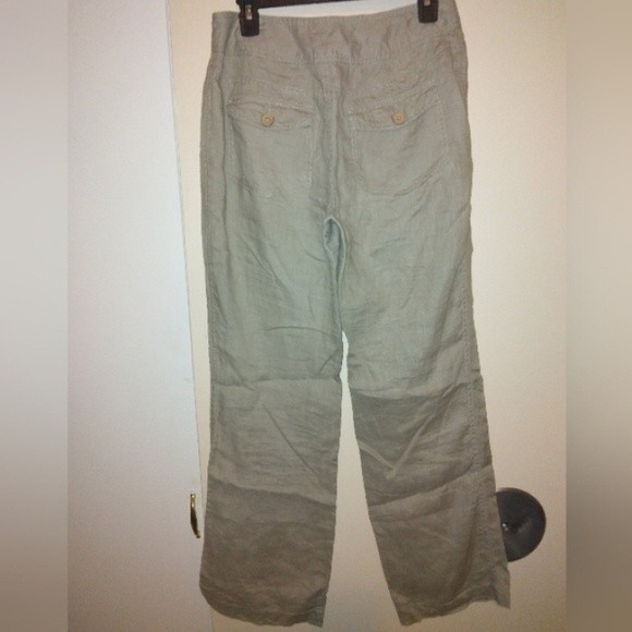 Cynthia Rowley Linen botton front pants size 6 tan khaki - Picture 3 of 5
